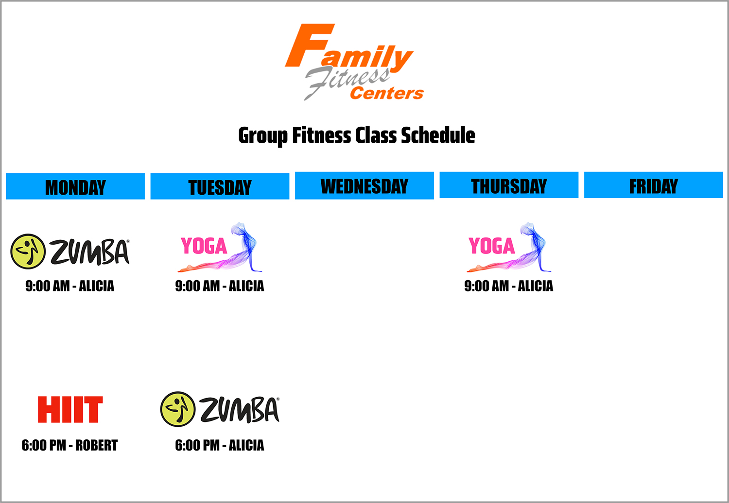Family Fitness Alpine - Group Fitness Class Schedule
