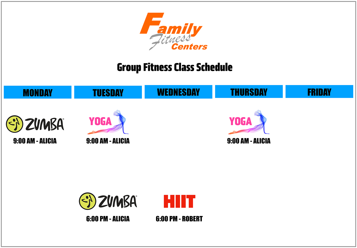 Family Fitness Alpine Group Fitness Class Schedule 2025